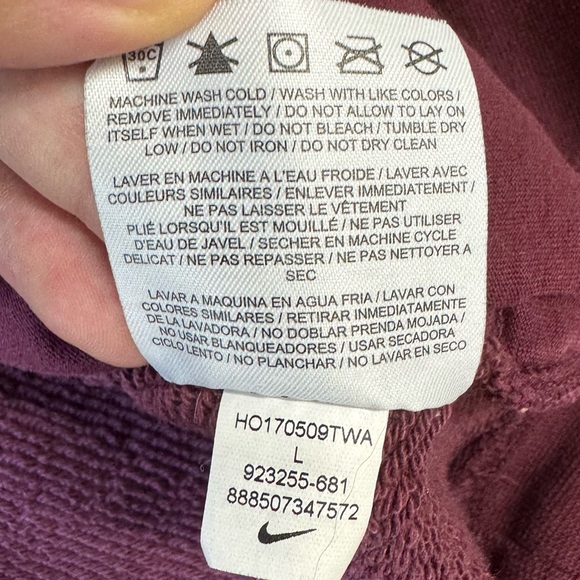 Nike top women large cotton blend long sleeve crewneck pullover sweatshirt red - Picture 6 of 9